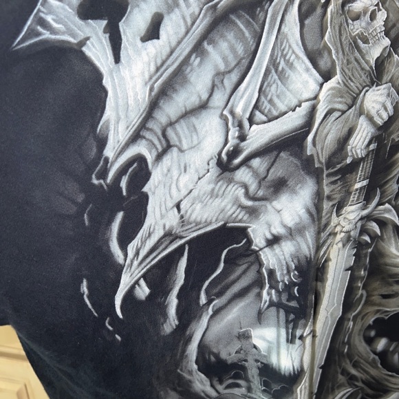 Vintage 2007 Gravestone Reaper Black & White Graphic All Over T Shirt Men’s 2X - Picture 2 of 12